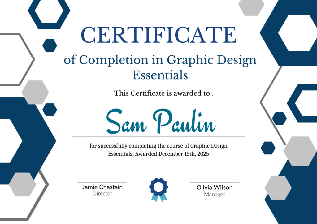 Certificate of Completion in Graphic Design Essentials