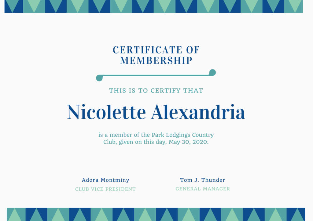 Certificate of Membership