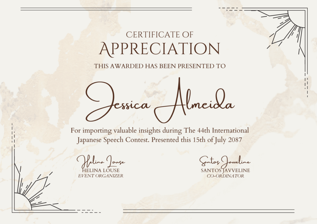 Certificate off Appreciation